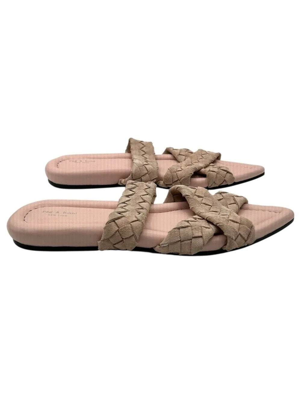 Rag & Bone Pink Woven Slide Sandals Flat Mule Shoes Size 7.5
